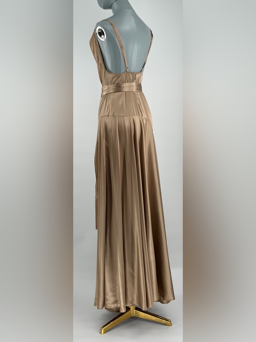 🆕 BRONX & BANCO 🧿 NWOT Leo Caramel Silk-Blend Maxi Dress, Sz S US 4 - Picture 8 of 12